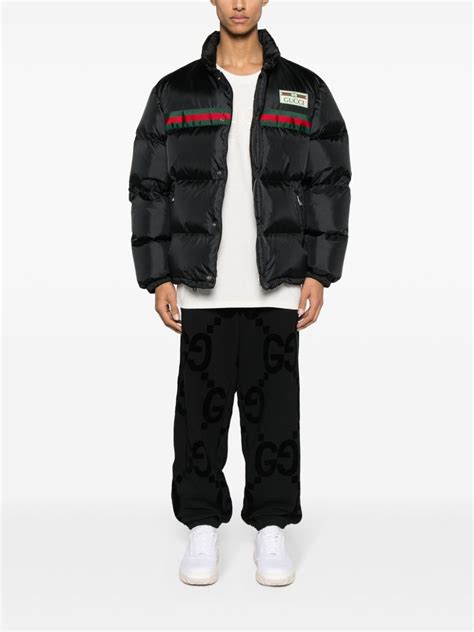 gucci web patch padded jacket|Gucci men's jacket.